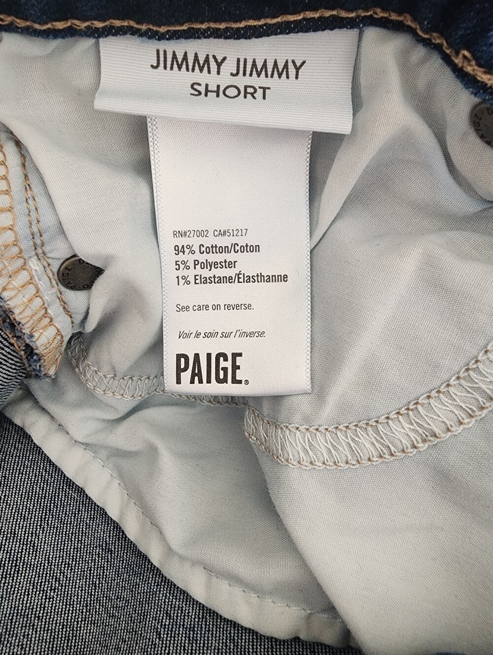 PAIGE Denim Shorts 29 Dark Wash Cuffed Raw Hem Enchant Stretch Jimmy Jimmy - Picture 10 of 12